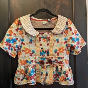 Anthropologie HWR Sz Small Floral Wool Sweater